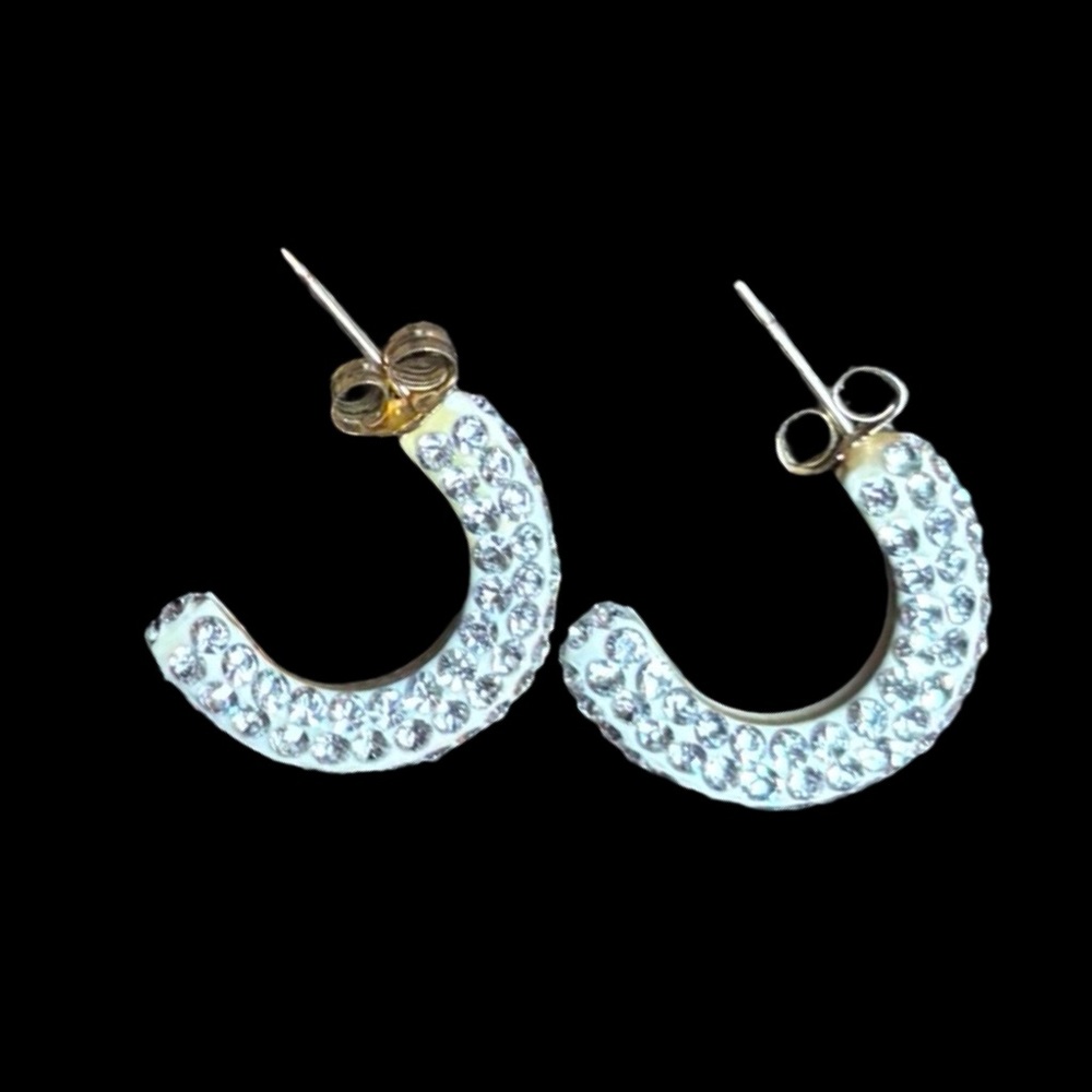10k Gold Sparkle Half Hoop Earrings